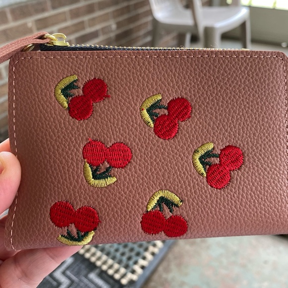 no brand Handbags - Brown and Red Leather Wallet with Whimsical Floral Design